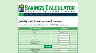 Savings Calculator.org — website preview
