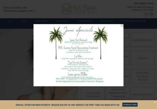 M Spa Face & Body | Webster, TX — website preview