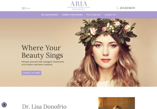 Aria DermSpa | Madison, CT — website preview